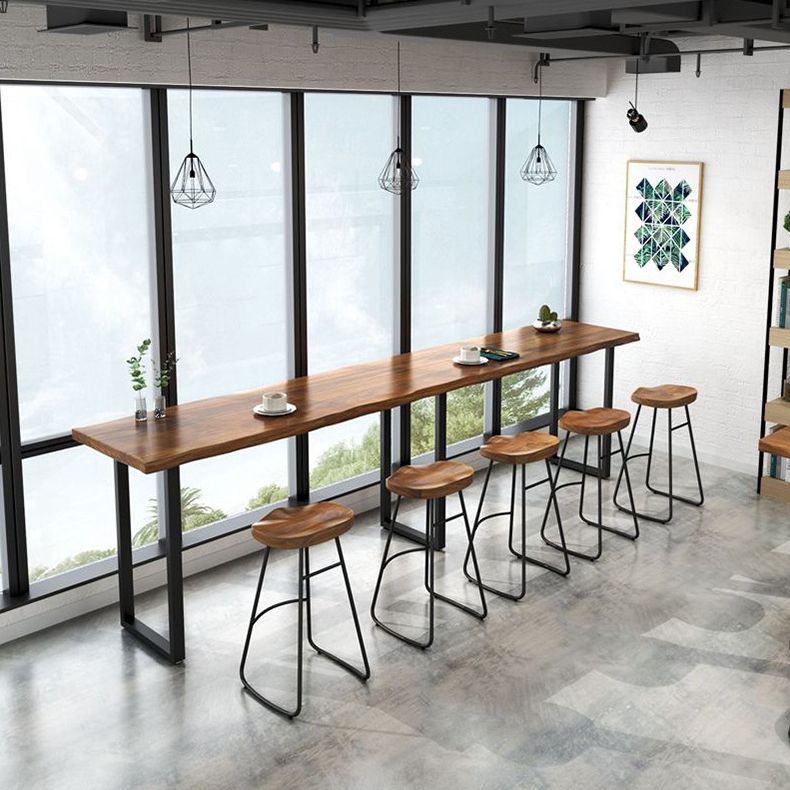 Coffee Shop Industrial Wood Barstool Iron Pedstal Bar Stool with Pedal Clearhalo 'Bar Furniture' 'Bar Stools' 'bar_stools' 'furn' 'furn_bar_stools' 'Furniture' 'Kitchen & Dining Furniture' 1200x1200_eb4151f9-252c-4acf-91ab-7a0635af4a0a