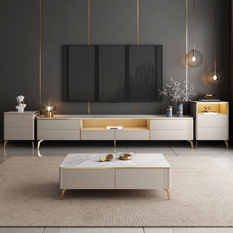Luxurious Stone TV Console Consola 4 cajones Consola de TV con estante