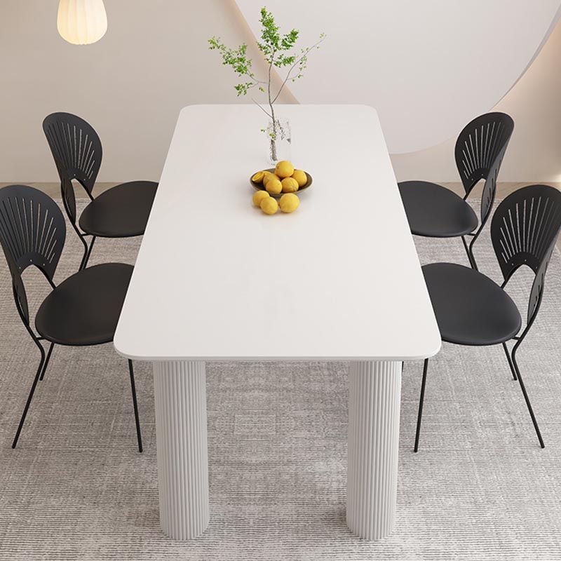 Modern Rectangle Dining Room Collection Stone and Wood Fixed Dinner Table Clearhalo 'Dining Tables & Seating' 'Dining Tables' 'dining_table' 'furn' 'furn_dining_table' 'Furniture' 'Kitchen & Dining Furniture' 1200x1200_eb42900a-2c41-47fa-9ed6-af47e2c3b617