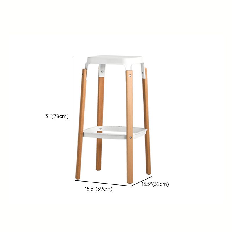 Contemporary Square Backless Bar Stool with Beech Solid Wood Legs Clearhalo 'Bar Furniture' 'Bar Stools' 'bar_stools' 'furn' 'furn_bar_stools' 'Furniture' 'Kitchen & Dining Furniture' 1200x1200_eb4302c9-3f21-4483-9749-d9d94904e48b