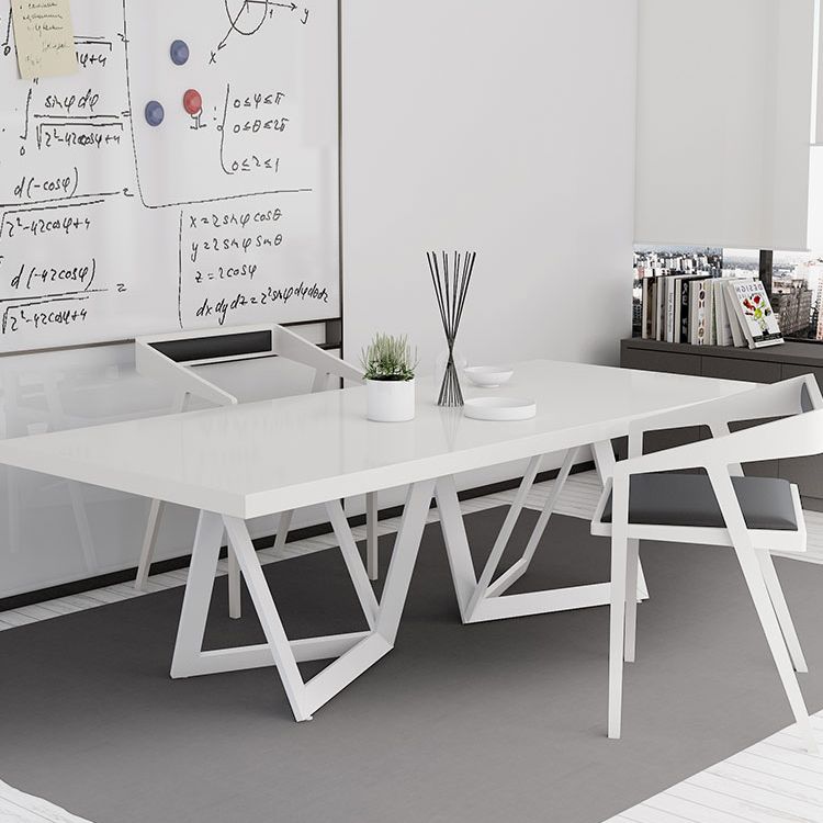 Tavolo in metallo e legno moderno in stile moderno famiglia tavolo da pranzo rettangolare