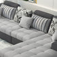 Slipcovered Square Arm Sectional Modern Fabric 4-seater Sectional Clearhalo 'furn' 'furn_sectionals' 'Furniture' 'Living Room Furniture' 'Sectionals' 1200x1200_eb46cde9-6974-40d0-abd5-40cc3a7e443d