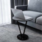 Round Side End Table with Slate Top, Contemporary Frame End Table