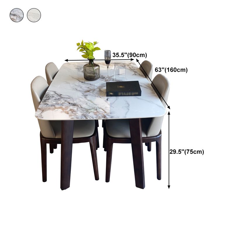 Modern Rectangle Dining Table Stone Top Walnut Tripod Base Dining Table Clearhalo 'Dining Tables & Seating' 'Dining Tables' 'dining_table' 'furn' 'furn_dining_table' 'Furniture' 'furniture_dining_table' 'Kitchen & Dining Furniture' 'kitchen' 'kitchen_dining_table' 1200x1200_eb4a6bff-7f2d-46f9-9409-ff6f6c38a0cf