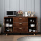 Modern Rubberwood Solid Wood Sideboard 34.5" H Brown Credenza for Dining Room Clearhalo 'buffet_sideboard' 'Buffets & Sideboards' 'Furniture' 'furniture_buffet_sideboard' 'Kitchen & Dining Furniture' 1200x1200_eb4a9451-815a-4e5c-88e4-95c6f4a6062e