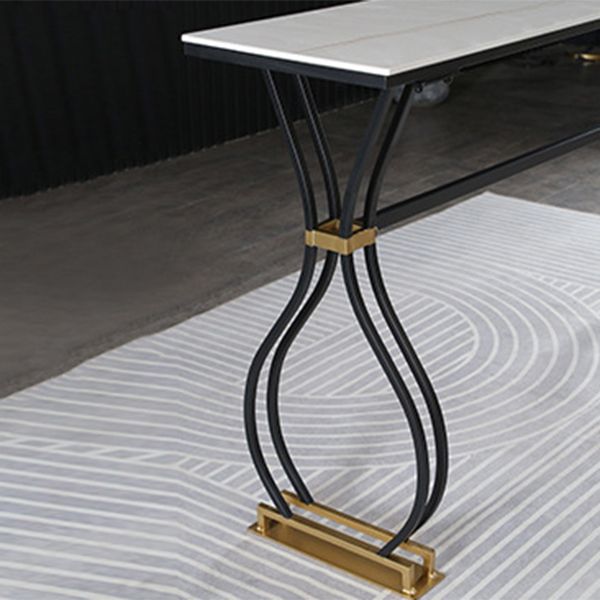 Rectangle Sintered Stone Dining Table Black and Metal Base Bar Table Clearhalo 'Bar Furniture' 'Bar Tables' 'bar_tables' 'furn' 'furn_bar_tables' 'Furniture' 'Kitchen & Dining Furniture' 1200x1200_eb4b4c3c-7a66-47a8-a266-20c99cebc31d