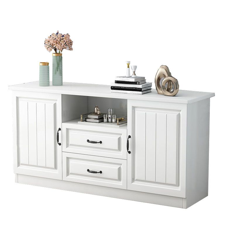 Moderne Holz -TV -Ständer Open Storage TV -Konsole mit Schubladen und Türen, 16 "D x 27,5" H