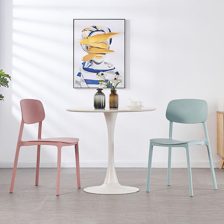 Open Back Armless Dining Chairs Plastic Stackable Dining Side Chair (Set of 4) Clearhalo ' kitchen&dining_furn' 'Dining Chairs' 'Dining Tables & Seating' 'dining_chair' 'furn' 'furn_dining_chair' 'Furniture' 'furniture_dining_chair' 'Kitchen & Dining Furniture' 'kitchen' 1200x1200_eb4d69e6-d308-4f2d-9662-73b30718eec4