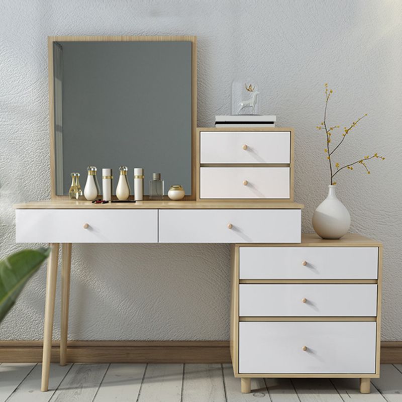Tocador de maquillaje de dormitorio en tocador de madera de ingeniería nórdica natural