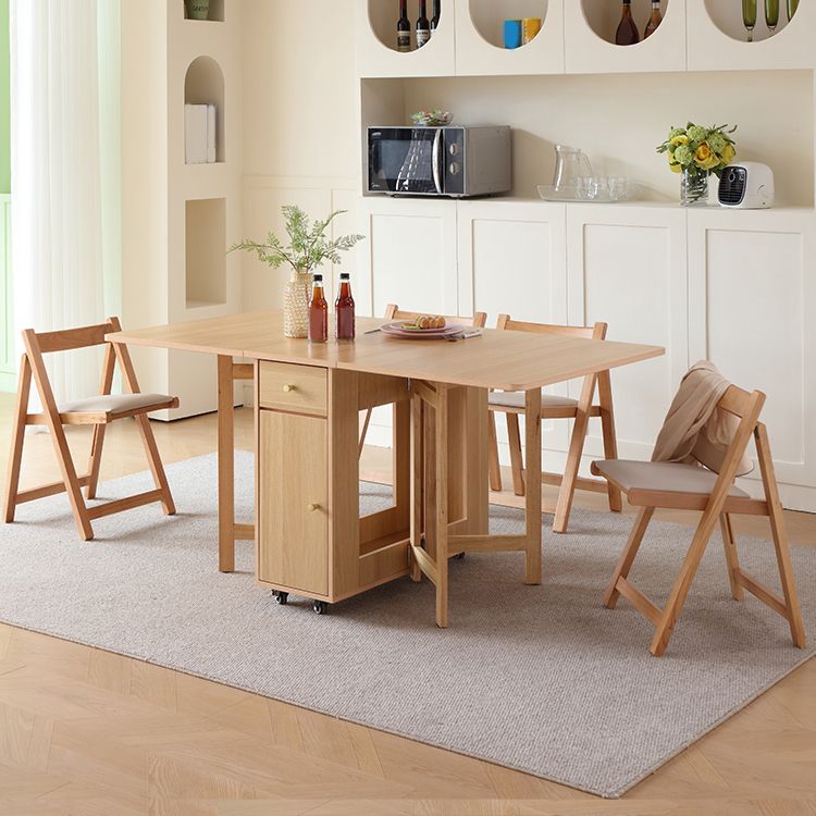 Modern Folding Dining Table Extendable for Small Spaces in Natural Clearhalo 'Dining Tables & Seating' 'Dining Tables' 'dining_table' 'furn' 'furn_dining_table' 'Furniture' 'Kitchen & Dining Furniture' 1200x1200_eb50bf31-8d3e-4181-b0e4-818ad779aaec