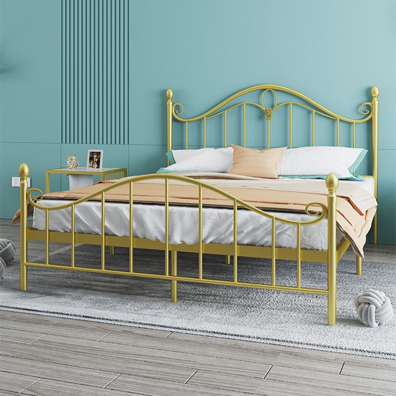 Contemporary Wire-Grid Open-Frame Bed with Metal Arched Headboard