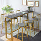 Glam Rectangle Stone Pub Bar Table Gold Iron Bar Dining Table with Trestle Pedestal Clearhalo 'Bar Furniture' 'Bar Tables' 'bar_tables' 'furn' 'furn_bar_tables' 'Furniture' 'furniture_bar_tables' 'Kitchen & Dining Furniture' 1200x1200_eb5158b8-0883-4322-89cd-ef36cb6616a2
