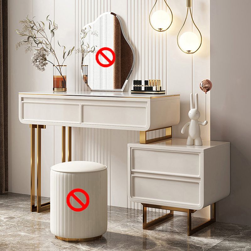 ホワイト/グレーロックプランクカウンタートップソリッドウッドフレーム金属金属ベース2/4ドロワードレッサー