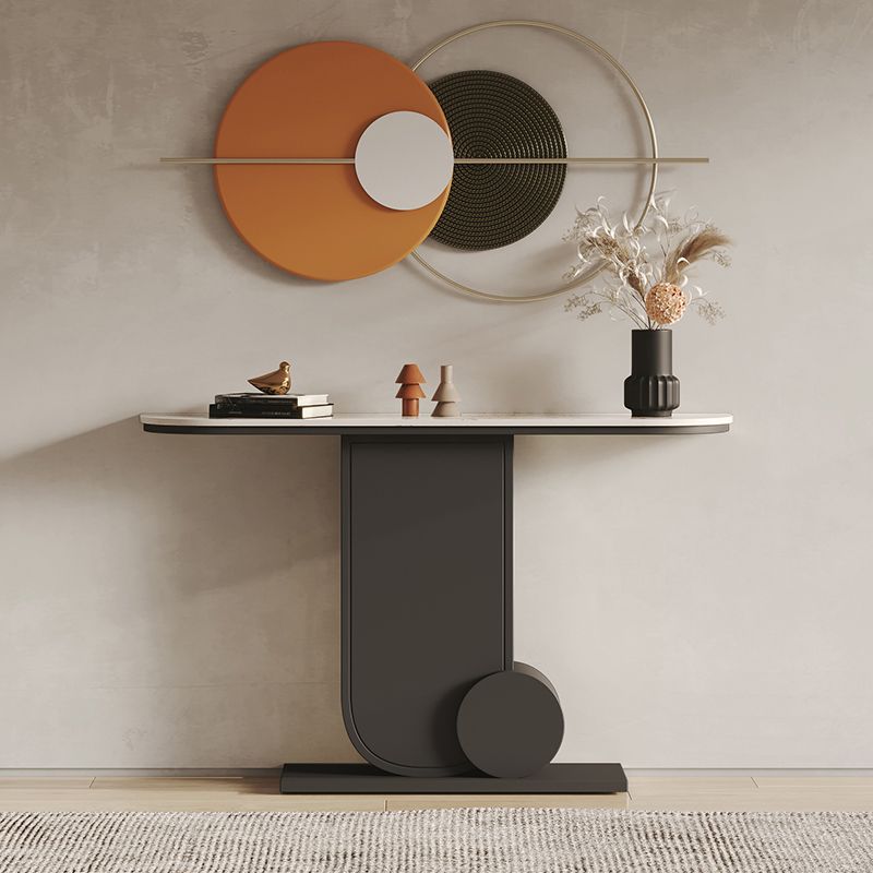 Tavolo da accento per sala da 33,46 "Tavolo da console di pietra moderna con 1 scaffale