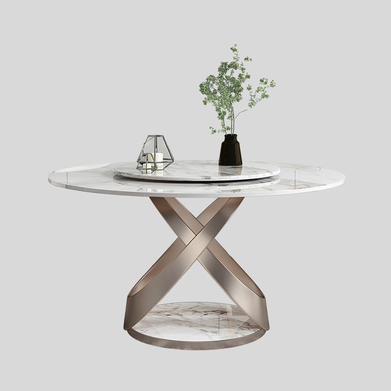 Modern Sintered Stone Dining¬†Room¬†Set with Round Table and Metal Base Dining Table Furniture Clearhalo 'Dining Room Sets' 'Dining Tables & Seating' 'dining_room_set' 'furn' 'furn_dining_room_set' 'Furniture' 'furniture_dining_room_set' 'Kitchen & Dining Furniture' 'kitchen&dining_furn' 'kitchen' 1200x1200_eb525036-b6cf-4b7a-9b8e-1f748105067f