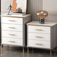 Glam White Vertical Stone Storage Chest Bedroom Chest with Drawers