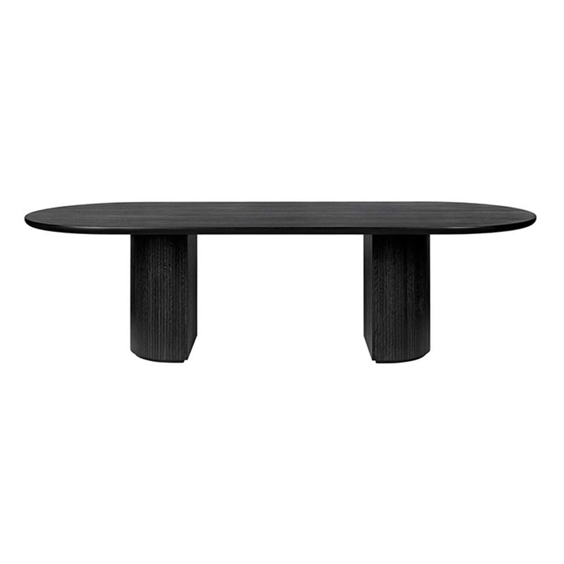 Solid Wood Contemporary Oval Table Black Wood Top Table with Double Pedestal Clearhalo 'Dining Tables & Seating' 'Dining Tables' 'dining_table' 'furn' 'furn_dining_table' 'Furniture' 'furniture_dining_table' 'Kitchen & Dining Furniture' 1200x1200_eb55cf91-b2f3-4d1b-b6f9-c659e40f9ef6