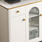 Scheda laterale Glam Sideboard Stone Glass con armadi e cassetti