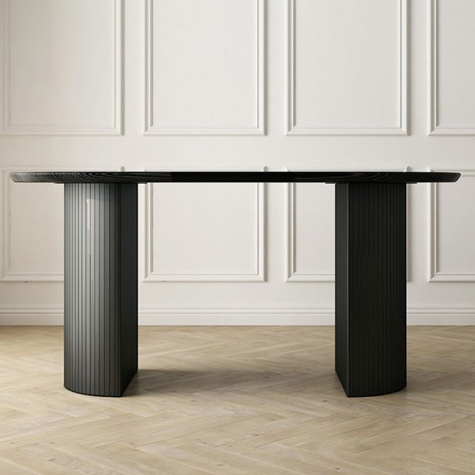 Simplicity Style Furniture Oval Double Pedestal Dining Site Table for Dining Room Clearhalo 'Dining Tables & Seating' 'Dining Tables' 'dining_table' 'furn' 'furn_dining_table' 'Furniture' 'furniture_dining_table' 'Kitchen & Dining Furniture' 'kitchen' 'kitchen_dining_table' 1200x1200_eb5b5779-d0ff-48c5-ab46-d80eae3852bb