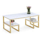 Glam Rectangle Marble Top Table with 2 Storag Shelves and Iron Base