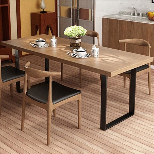 Contemporary Wood Dining Table Rectangle Dining Table with Sled Base Clearhalo ' dining_table' 'Dining Tables & Seating' 'Dining Tables' 'furn' 'furn_dining_table' 'Furniture' 'furniture_dining_table' 'Kitchen & Dining Furniture' 'kitchen&dining_furn' 'kitchen' 'kitchen_dining_table' 1200x1200_eb601297-d414-4b2c-8e28-36923c98fd34