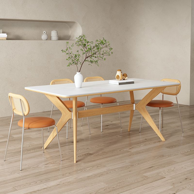 Steen top eettafel set met houten frame 1/4/5/7 stuks moderne dinette set voor thuis