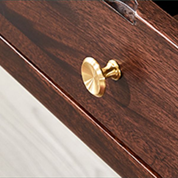 Traditions Solid Wood Vanity Set with Stool Set Brown Dresser with 2-Drawer and Mirror