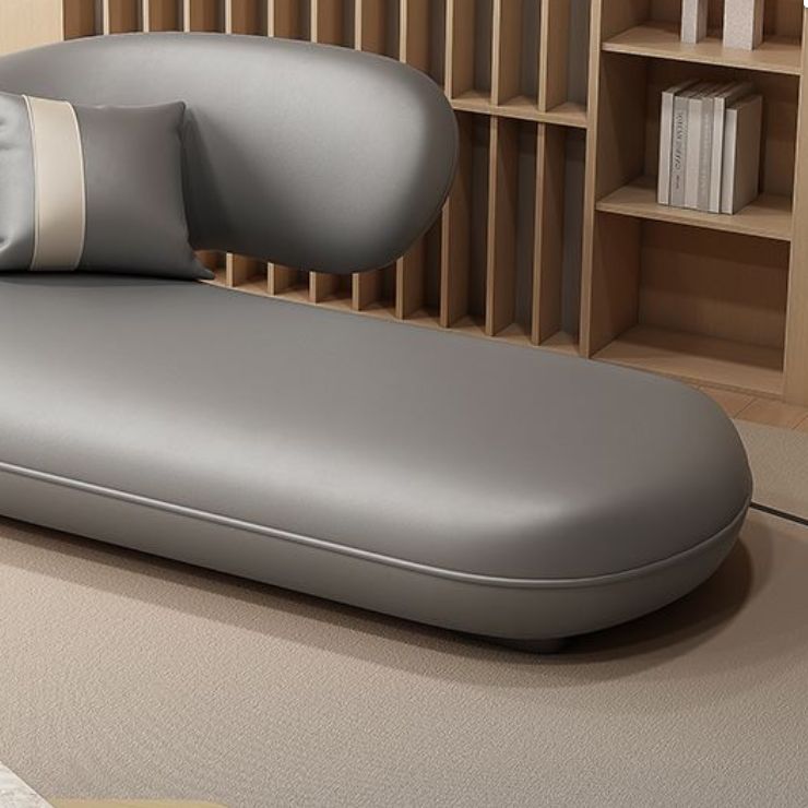 Contemporary Upholstered Solid Color Genuine Leather One Armed Chaise Lounge