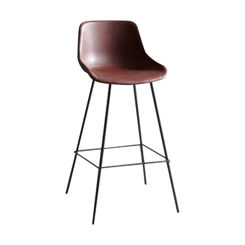 Industrial Bucket Leather Counter Bar Stool Footrest Counter Chair with Black Base Clearhalo 'Bar Furniture' 'Bar Stools' 'bar_stools' 'furn' 'furn_bar_stools' 'Furniture' 'Kitchen & Dining Furniture' 1200x1200_eb6662ea-1716-4cf8-a039-7e8fce0d6f04