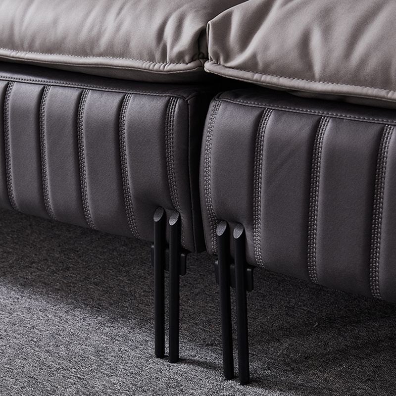 Ultra-Modern Faux Leather Square Arm Sofa with Loose Back Stain Resistant Standard Sofa Clearhalo 'furn' 'furn_sofas' 'Furniture' 'furniture_sofas' 'kitchen' 'kitchen_sofas' 'Living Room Furniture' 'Sofa' 'sofas' 1200x1200_eb671cfb-a791-41da-9c46-d21e38f3feb6