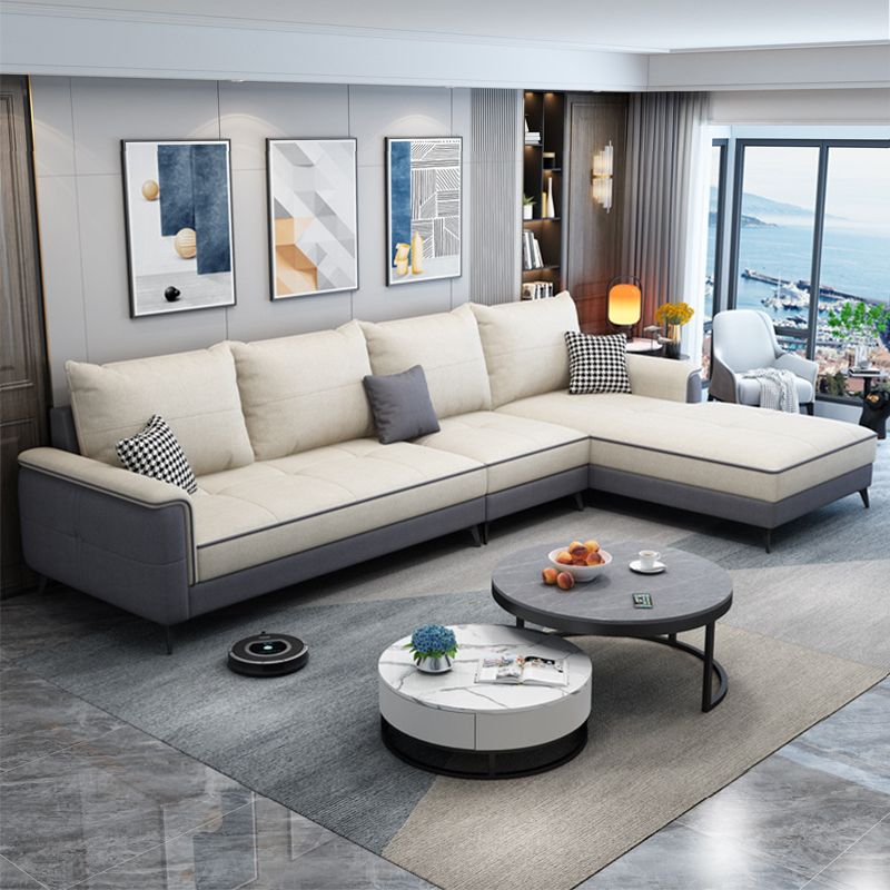 Square Arm Cushion Back Removable Cushions 4 Seat L-Shape Sofa Clearhalo 'furn' 'furn_sectionals' 'Furniture' 'furniture_sectionals' 'kitchen' 'kitchen_sectionals' 'Living Room Furniture' 'Sectionals' 1200x1200_eb682be6-c398-495b-8c25-00276d95611b