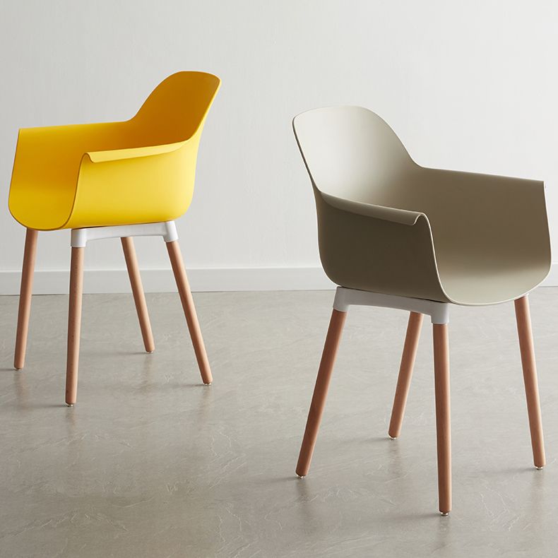 Scandinavian Dining Arm Chair Solid Back Chair with Wood Legs for Home Use Clearhalo ' kitchen&dining_furn' 'Dining Chairs' 'Dining Tables & Seating' 'dining_chair' 'Furniture' 'furniture_dining_chair' 'Kitchen & Dining Furniture' 'kitchen' 1200x1200_eb6842fd-caa5-499a-97c5-b869897b5d56