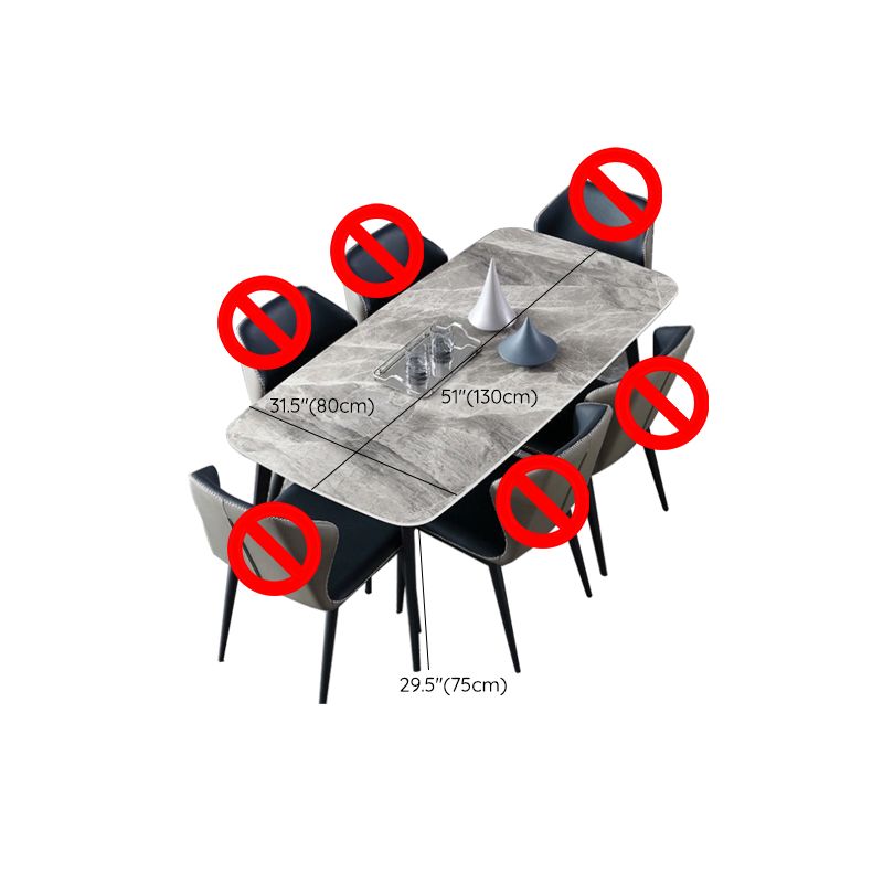 Contemporary Stone Rectangular Dining Table with 4 Steel Foot Clearhalo 'Dining Tables & Seating' 'Dining Tables' 'dining_table' 'furn' 'furn_dining_table' 'Furniture' 'Kitchen & Dining Furniture' 1200x1200_eb68e11e-2c45-47a0-8ebc-4eba17390043