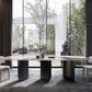 Muebles modernos Mesa de comedor de piedra sinterizada rectangular blanca con patas de metal para el hogar