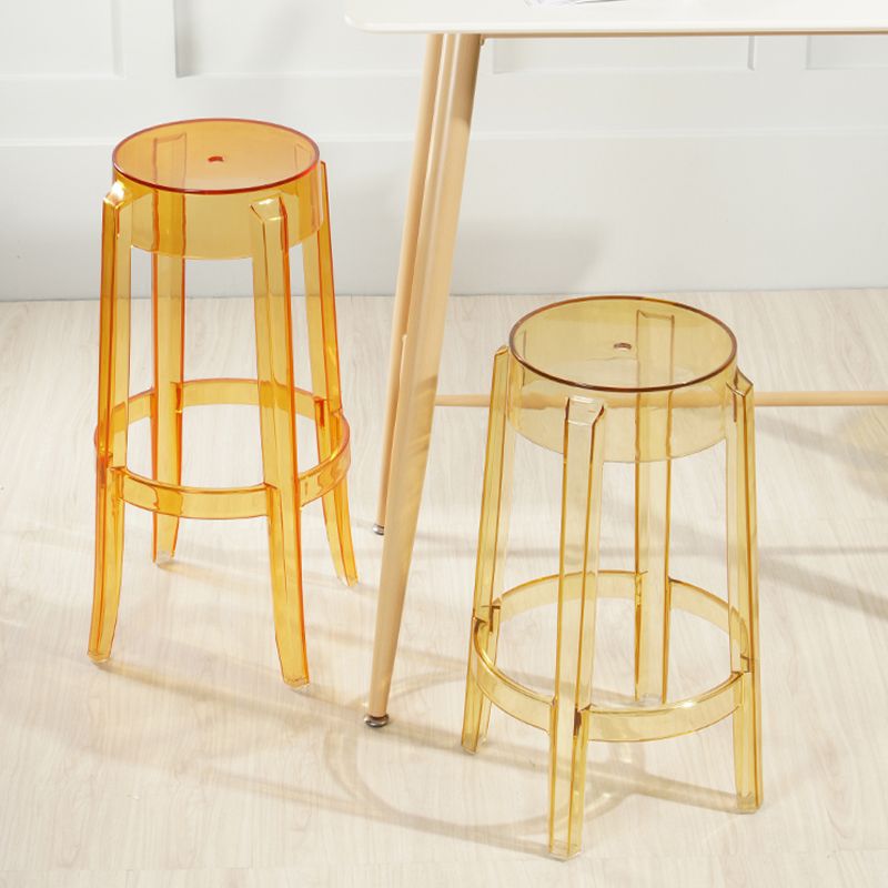 Industrial Backless Round Seat Acrylic Armless Bar Stool for Living Room Clearhalo 'Bar Furniture' 'Bar Stools' 'bar_stools' 'furn' 'furn_bar_stools' 'Furniture' 'Kitchen & Dining Furniture' 1200x1200_eb71fbcb-0b58-4737-ad17-6e2209f646e7