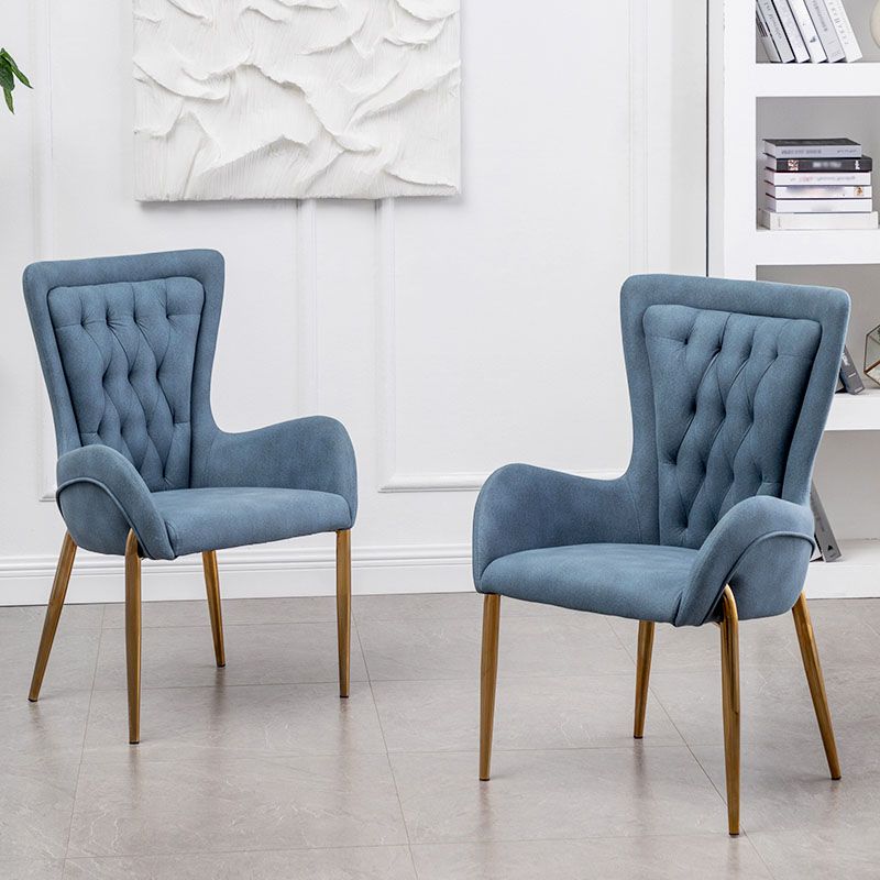 Glam Metal Arm Dining Chair Upholstered Dining Side Chair for Home Use Clearhalo ' kitchen&dining_furn' 'Dining Chairs' 'Dining Tables & Seating' 'dining_chair' 'furn' 'furn_dining_chair' 'Furniture' 'furniture_dining_chair' 'Kitchen & Dining Furniture' 'kitchen' 1200x1200_eb72d438-c8aa-46f5-8805-0197e13ba860