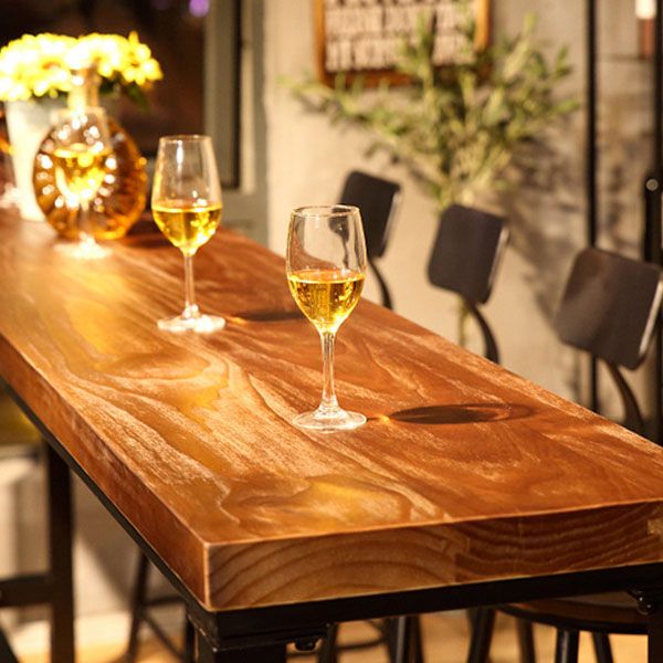 Modern 1/11 Pieces Bar Table Set Rectangle Wood Counter Table with High Stools for Cafe