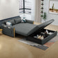 Da 30,7 "divano futon largo con archiviazione in lino pieghevole scandinavo