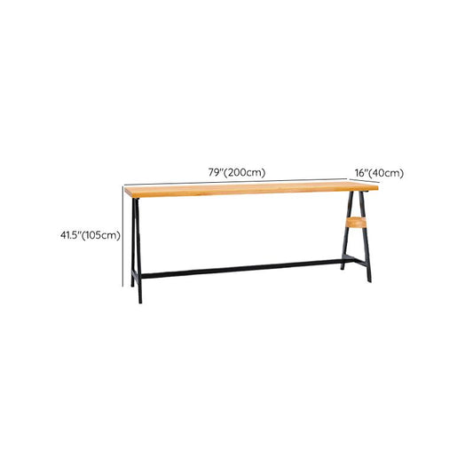 Modern Solid Wood Bar Table Brown Trestle Base Dining Table for Living Room Clearhalo 'Bar Furniture' 'Bar Tables' 'bar_tables' 'furn' 'furn_bar_tables' 'Furniture' 'Kitchen & Dining Furniture' 1200x1200_eb73a204-88ab-433b-b599-18f3f9eca680