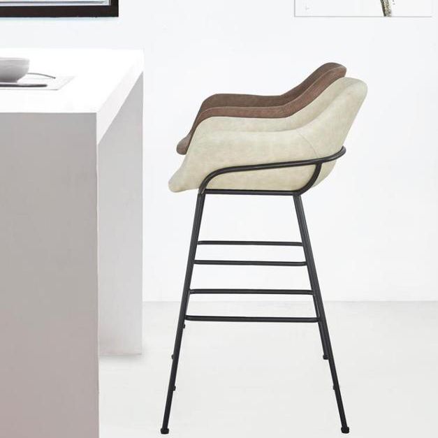 Scandinavian Faux Leather Upholstered Counter Stool with 4 Legs in Matte Finish for Home Clearhalo 'Bar Furniture' 'Bar Stools' 'bar_stools' 'furn' 'furn_bar_stools' 'Furniture' 'Kitchen & Dining Furniture' 1200x1200_eb743e8a-3be8-496a-91f5-1e2ade395122