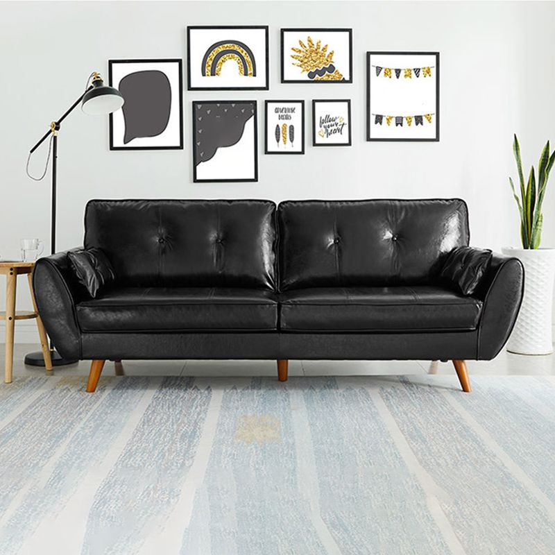 Contemporary Faux Leather Sofa Flared Arm Button-tufted Loose Back Sofa for Living Room Clearhalo 'furn' 'furn_sofas' 'Furniture' 'furniture_sofas' 'kitchen' 'kitchen_sofas' 'Living Room Furniture' 'Sofa' 'sofas' 1200x1200_eb767ba3-d4ae-4d08-a109-fe484949a575