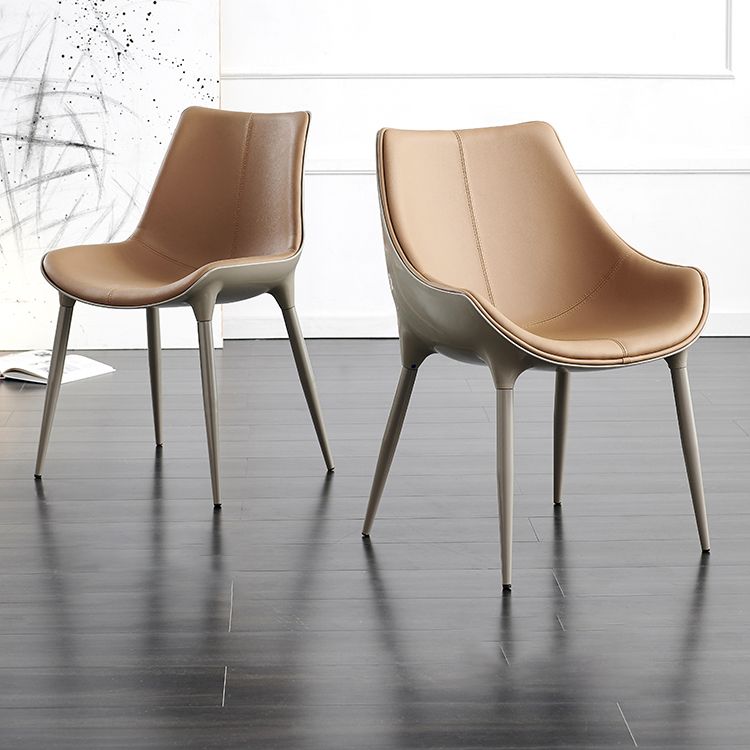 Sillas de comedor de estilo moderno sillas de cocina de cuero falso con patas de metal