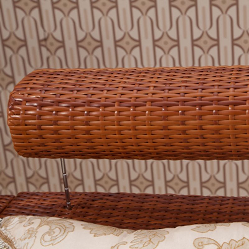 Rattan-Akzentsofa und Chaiselongue-Sofa im tropischen Stil mit Kissen