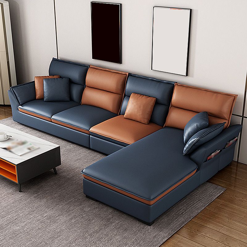 Modern Pillow Top Arm Sofa 37.4"High 4-seat Cushion Back Sectionals with Storage Clearhalo 'furn' 'furn_sectionals' 'Furniture' 'furniture_sectionals' 'kitchen' 'kitchen_sectionals' 'Living Room Furniture' 'Sectionals' 1200x1200_eb7b19a7-176b-4863-95fc-376518afbfb5