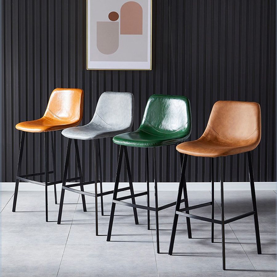 Scandinavian Restaurant Leather Stool Matte Finish Footrest Barstool Clearhalo 'Bar Furniture' 'Bar Stools' 'bar_stools' 'furn' 'furn_bar_stools' 'Furniture' 'furniture_bar_stools' 'Kitchen & Dining Furniture' 1200x1200_eb7d47af-b5bb-4666-b80b-694fa3bcc7b2