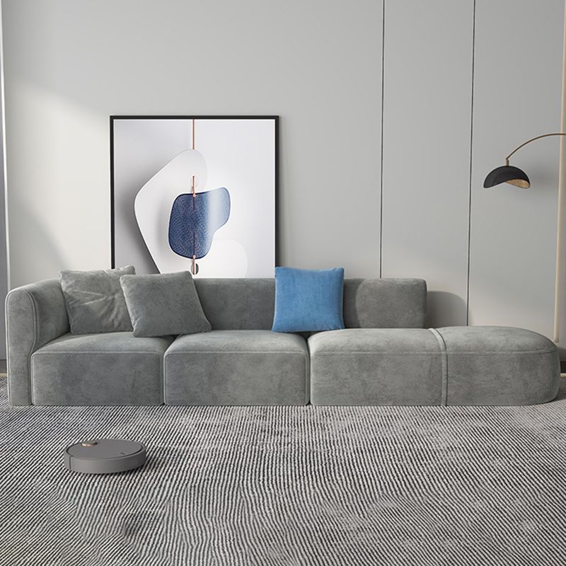 Canapé en velours gris avec chaise 68,9 "d canapé de bras carré avec oreillers