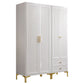 Engineered Wood Garderobe Cabinet Glam Style Soft Close Deuren Garderobe Closet in White