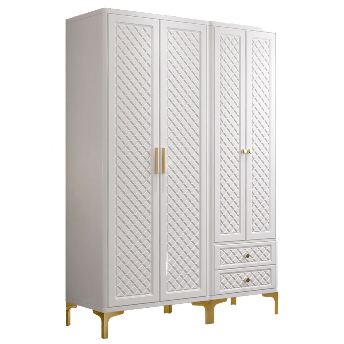 Engineered Wood Garderobe Cabinet Glam Style Soft Close Deuren Garderobe Closet in White