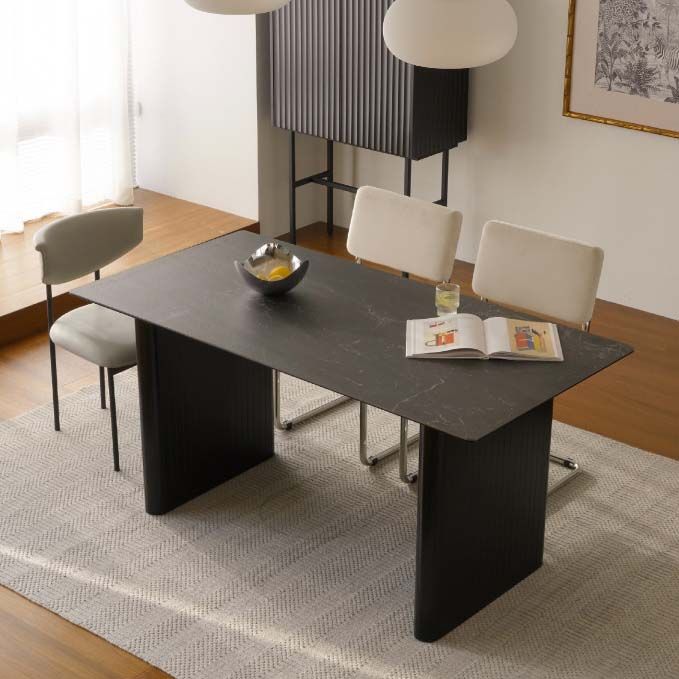 Table de salle à manger rectangulaire en pierre frittée de style moderne pour un usage domestique