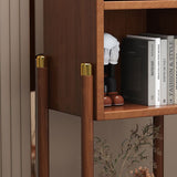 Libreria di scaffale in legno di gomma urbano chiuso per soggiorno verticale per soggiorno